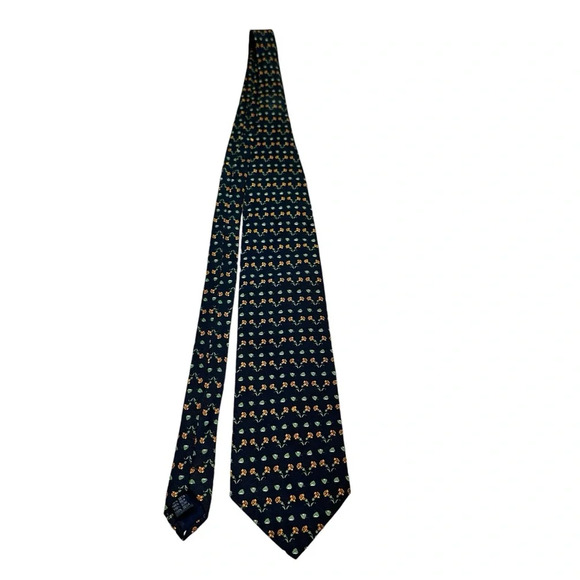 Victor Laurent Silk Navy Floral Tie - Picture 1 of 4